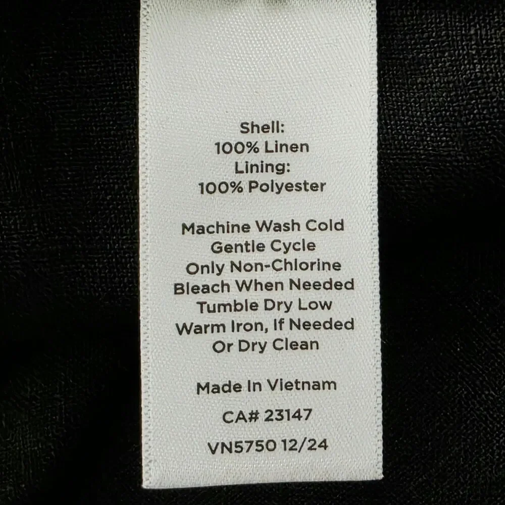 Talbots 100% Linen Skort Women's Size 16 Black Coastal Minimalist Beach Summer